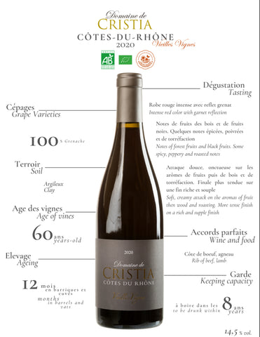 Vieilles Vignes Les Garrigues - 75cl - 2020 - Domaine De Cristia